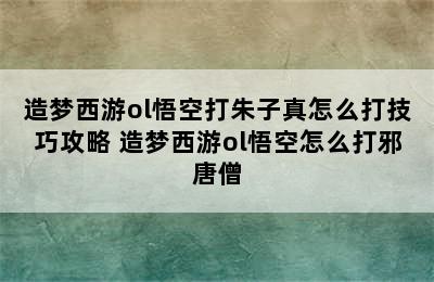 造梦西游ol悟空打朱子真怎么打技巧攻略 造梦西游ol悟空怎么打邪唐僧